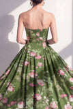 Robe Midi Midi Fleur Midi en chiffon sans bretelles