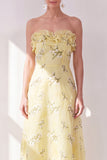 Robe midi fleurie midi jaune en chiffon en mousseline à volants