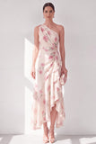 Robe Maxi Fleurie A-Line en mousseline abricot abricot avec volants