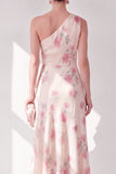 Robe Maxi Fleurie A-Line en mousseline abricot abricot avec volants