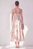 Robe midi à fleurs midi en chiffon abricot sans bretelles