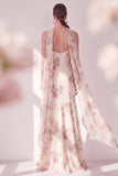 Robe Maxi à bretelles en chiffon en chiffon abricot à longues bretelles Maxi florales avec fente