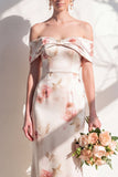 Robe de demoiselle d’honneur à fleurs ivoire rouge dénudé