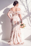 Robe de demoiselle d’honneur à fleurs ivoire rouge dénudé