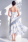 Robe de demoiselle d’honneur à col à col à capuchon en ligne florale verte