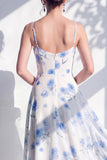 Robe de demoiselle d’honneur à col à col à capuchon en ligne florale verte