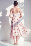 Robe de demoiselle d’honneur à col à col à capuchon en ligne florale verte