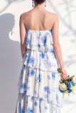 Robe de demoiselle d’honneur verte à étages à étages verte à étages