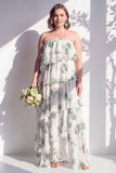 Robe de demoiselle d’honneur verte à étages à étages verte à étages
