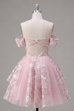 Robe de rentrée rose, corset rose transparente en ligne A dénudée, robe florale de rentrée