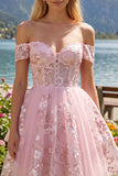 Robe de rentrée rose, corset rose transparente en ligne A dénudée, robe florale de rentrée