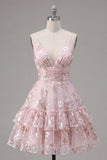 Robe de rentrée rose à bretelles fines fines à bretelles fines en ligne A