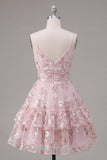 Robe de rentrée rose à bretelles fines fines à bretelles fines en ligne A
