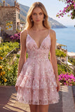 Robe de rentrée rose à bretelles fines fines à bretelles fines en ligne A