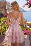 Robe de rentrée rose à bretelles fines fines à bretelles fines en ligne A