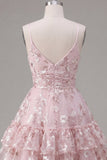 Robe de rentrée rose à bretelles fines fines à bretelles fines en ligne A