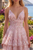 Robe de rentrée rose à bretelles fines fines à bretelles fines en ligne A