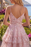 Robe de rentrée rose à bretelles fines fines à bretelles fines en ligne A