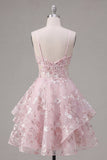 Robe de rentrée à la maison à bretelles fines rose A-Line rose à bretelles fines