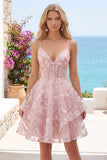 Robe de rentrée à la maison à bretelles fines rose A-Line rose à bretelles fines