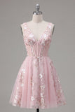 Corset rose à col en V à décolleté en A robe florale de la rentrée