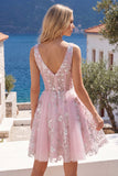 Corset rose à col en V à décolleté en A robe florale de la rentrée