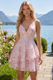 Robe de rentrée à la maison à fleurs Corset rose A-Line avec bretelles fines