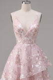 Robe de rentrée à la maison à fleurs Corset rose A-Line avec bretelles fines