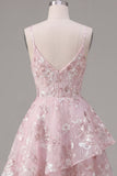 Robe de rentrée à la maison à fleurs Corset rose A-Line avec bretelles fines