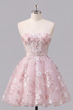 Corset rose A-Line Strapless Rose robe florale de rentrée