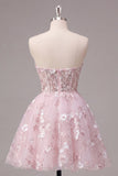 Corset rose A-Line Strapless Rose robe florale de rentrée