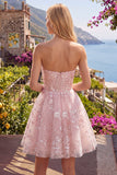 Corset rose A-Line Strapless Rose robe florale de rentrée