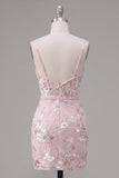 Corset rose bodycon bretelles fines robe florale de rentrée à la maison