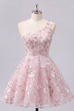 Corset rose à une épaule robe florale de rentrée à la maison
