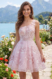 Corset rose à une épaule robe florale de rentrée à la maison