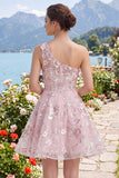 Corset rose à une épaule robe florale de rentrée à la maison