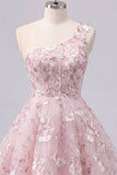 Corset rose à une épaule robe florale de rentrée à la maison