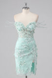 Robe de rentrée à la maison avec corset à épaules dénudés menthe et corset bodycon appliqué