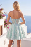 Robe de la rentrée à la maison en forme de corset fleuri menthe A-Line