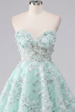 Robe de la rentrée à la maison en forme de corset fleuri menthe A-Line