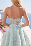 Robe de la rentrée à la maison en forme de corset fleuri menthe A-Line