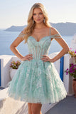 Robe de balles à la maison en train de sortir A-Line menthe à la menthe, corset fleuri perlés et perles