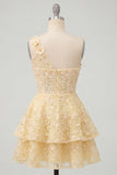 Corset jaune beurre à une épaule robe florale de la rentrée à la maison