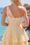 Corset jaune beurre à une épaule robe florale de la rentrée à la maison