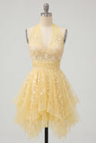 Robe de rentrée florale à col nu jaune beurre à col nu