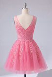 Robe de bal à la maison en tulle rose vif rose vif en ligne A