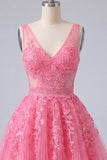 Robe de bal à la maison en tulle rose vif rose vif en ligne A