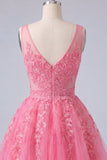 Robe de bal à la maison en tulle rose vif rose vif en ligne A