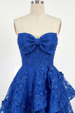Robe de balaison bleu bleu A-Line Flowerheart Flowered perlée corset Homecoming avec nœud