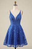 Robe de fin d’année à la maison à bretelles fines bleu royal bleu royal à bretelles fines